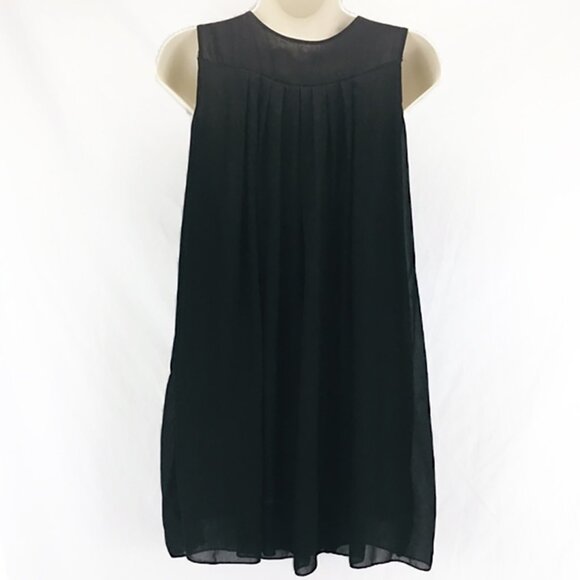 Sleeveless Lined Black Chiffon Top with Silver Metal Studded Neckline Moonair - Picture 4 of 5